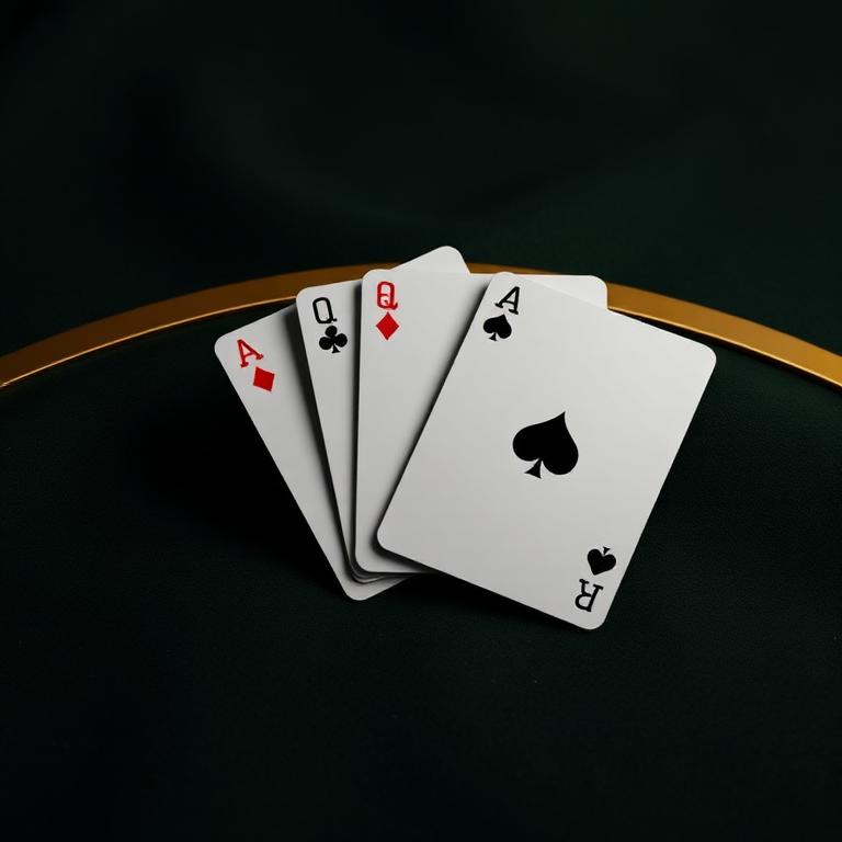 Fanned playing cards on dark felt with a gold arc, blackjack game thumbnail